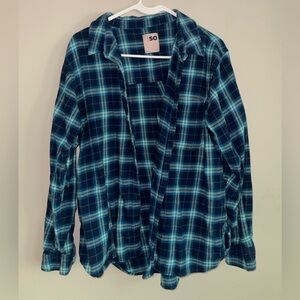 SO Vibrant Blue Plaid Top